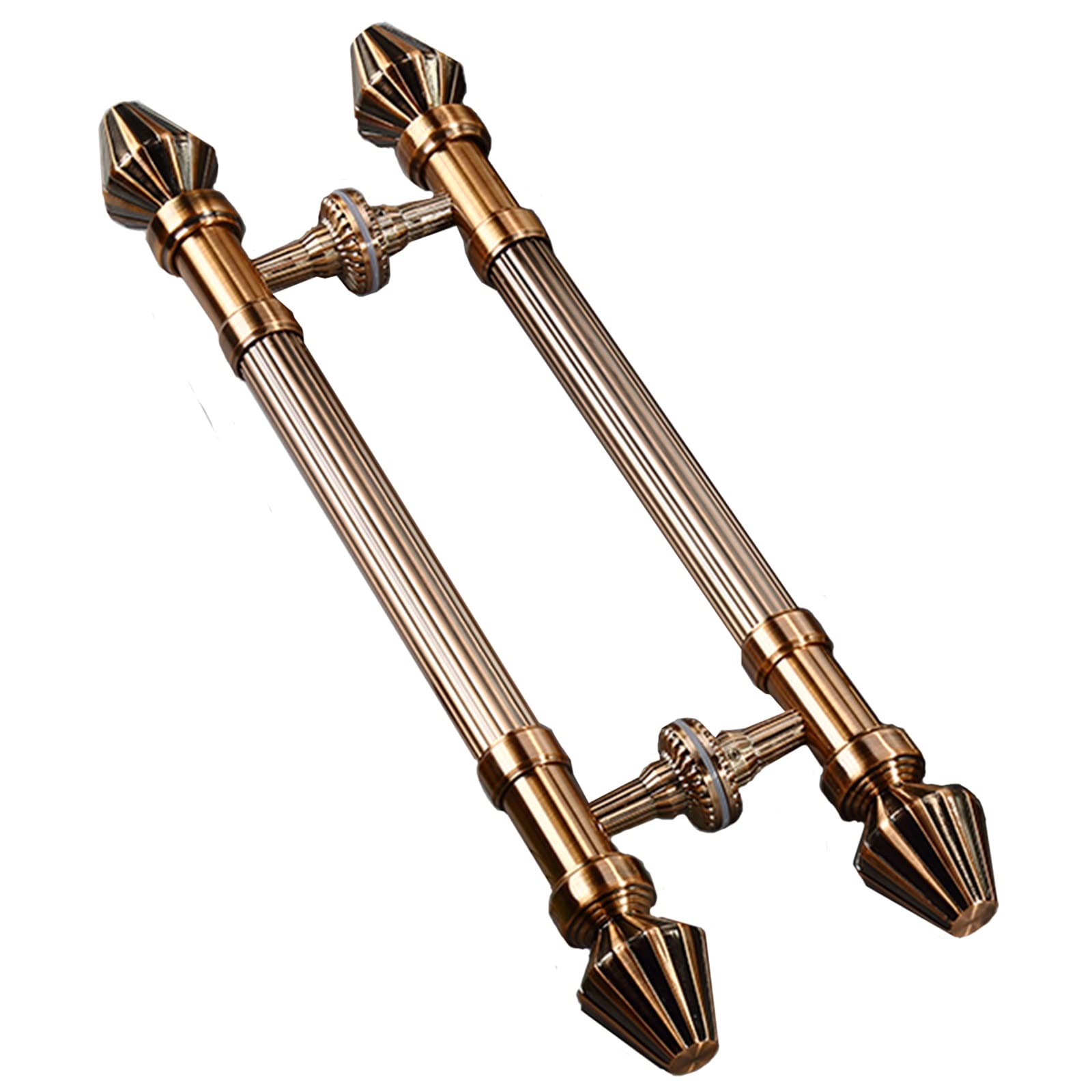 BHGFYXBS Rose Gold Push Pull Door Handle Set For Office Gates Garage Doors Wooden And Glass Doors Outdoor Sliding Door Handle With Or Without Frame,Rose Gold-110Cm(43.3In),Rose Gold-110cm(43.3in)