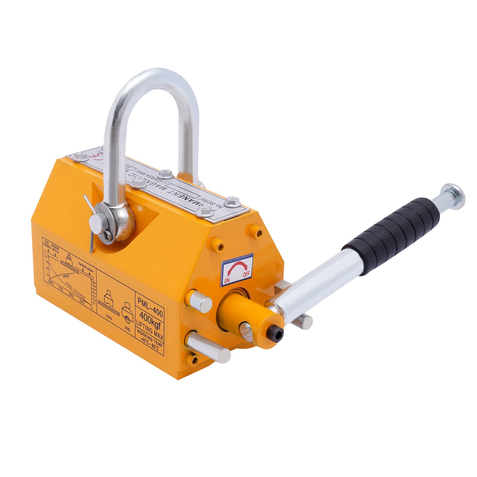 400kg/880lb Magnetic Lifter, 880lbs Pulling Capacity Steel Lifting Magnet, 400Kg Permanent Lift Hoist Shop Crane with Handle (880lb)