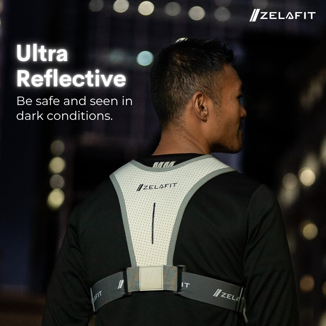 ZelaFit® Gilet de Running Unisexe | Porte-Téléphone Imperméable | Léger & Réfléchissant | Idéal Course, Trail, Fitness, Randonnée, Marathon, Sport (Noir)