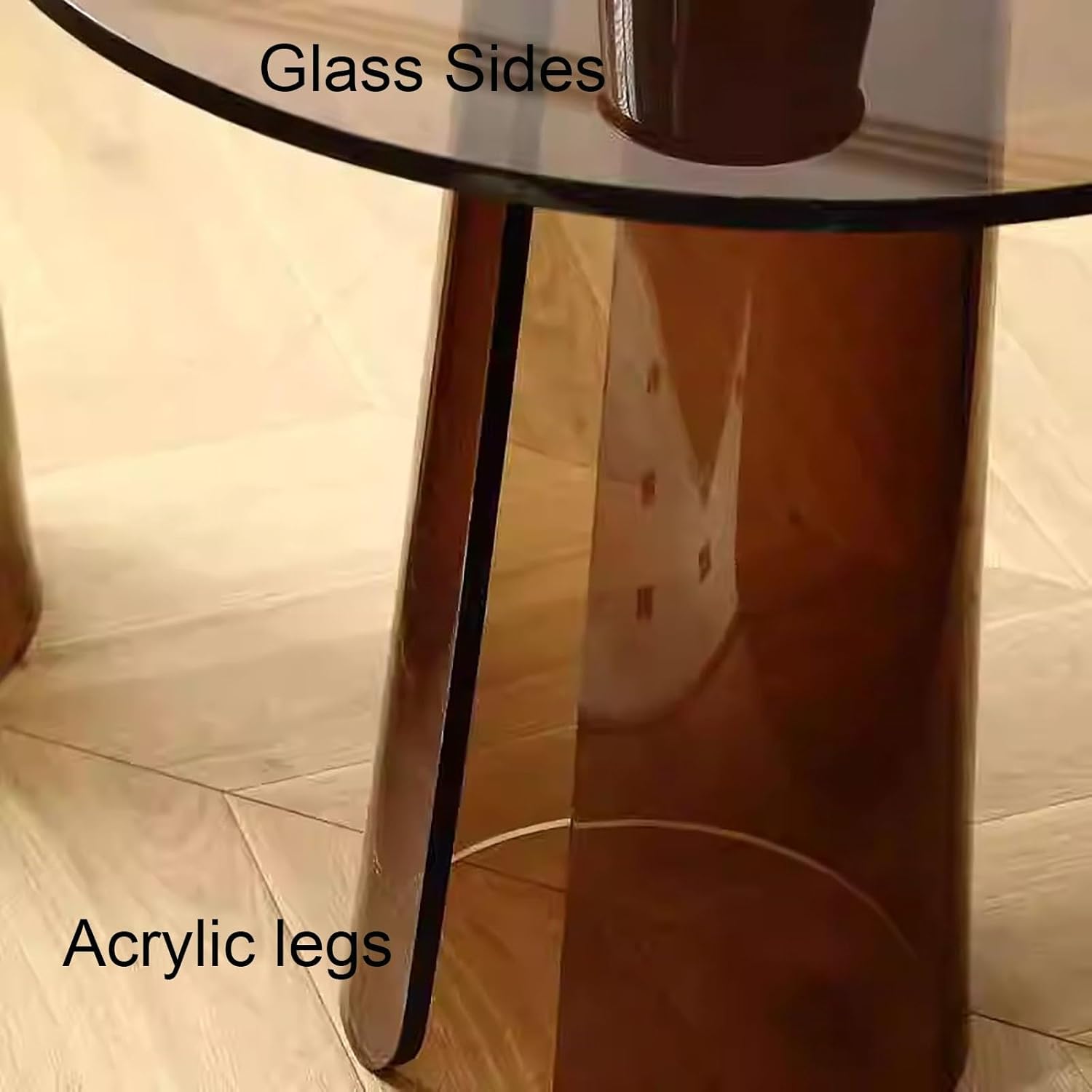 Acrylic Sofa Side Table, Round Coffee Table, Exquisite Design Furniture Table, Fashionable Home Narrow Bedside Table, Modern and Simple(Brown)
