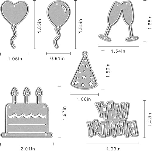 Vista 2 de Troqueles de corte de metal para fiesta de pastel de cumpleaños, globo de aire de vidrio de champán, plantillas en relieve, molde de plantilla