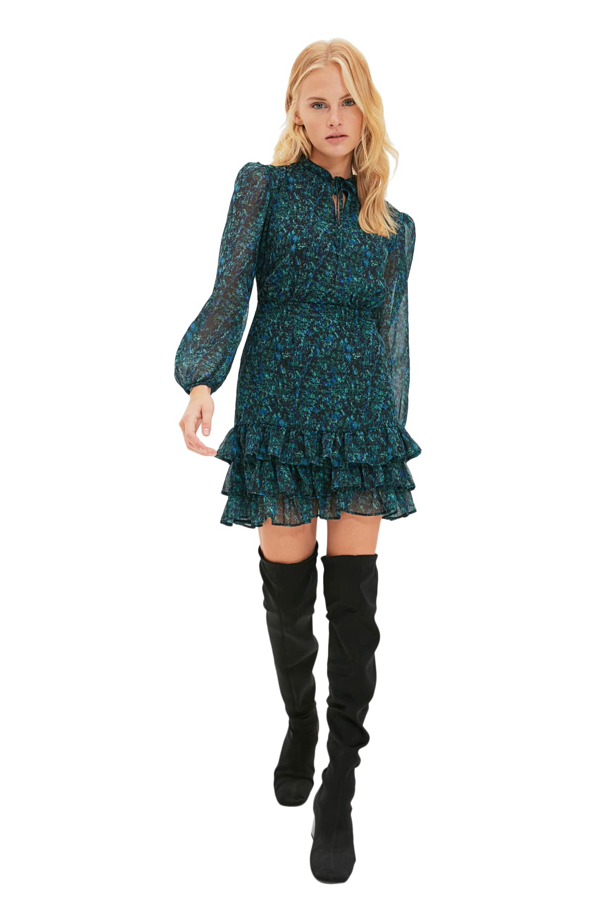 Trendyol Women Midi A-line Regular fit Woven Dress Grün