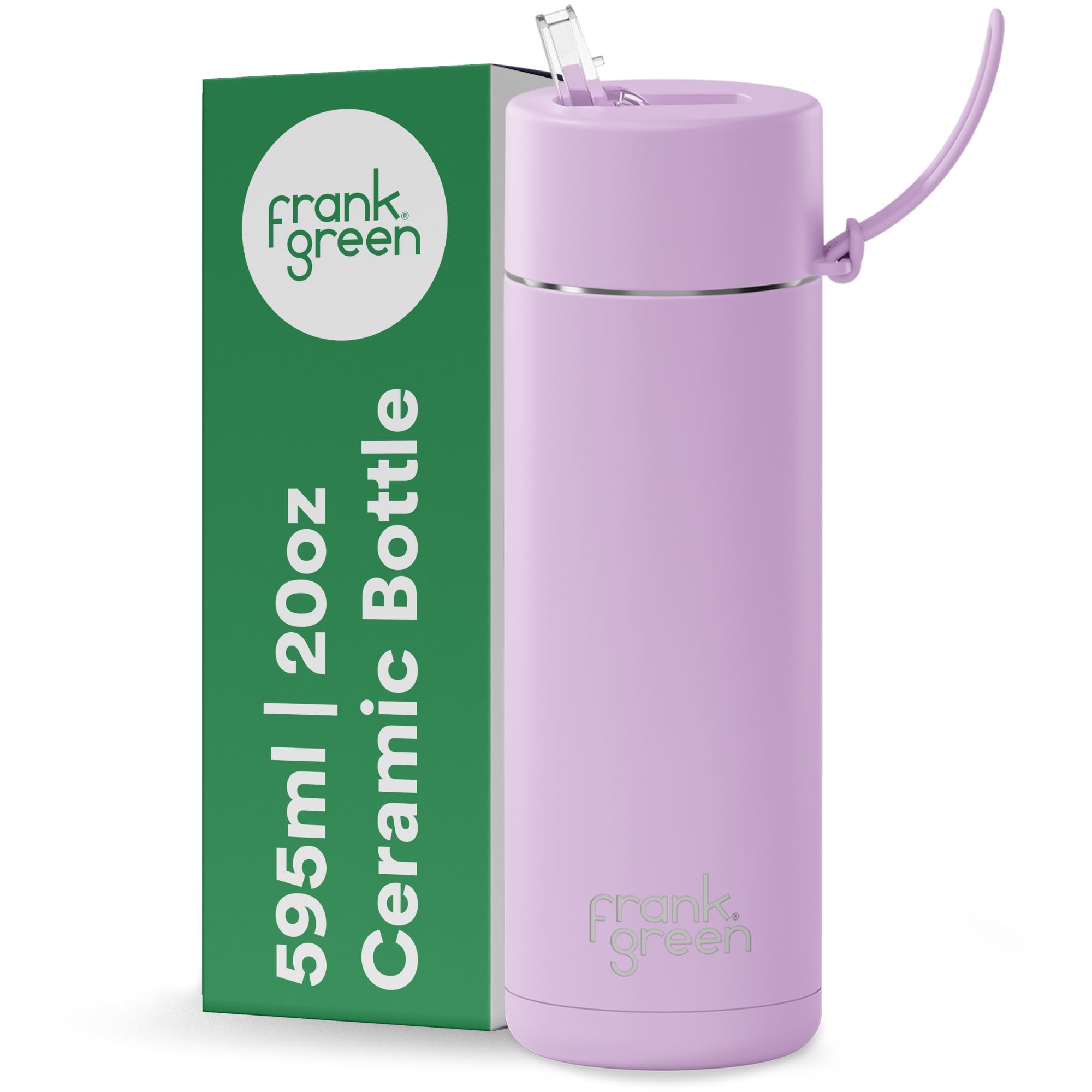 frank greenInsulated Water Bottle for Cold Or Hot Drinks - 595ml/20oz Metal Bottle with Straw Lid, Ceramic Insulated, Stainless Steel, Triple Wall Vacuum - Purple Lilac Haze by frank green