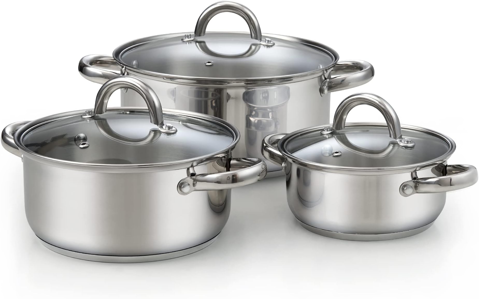 Cook N Home Basic Stainless Steel Sauce Pot Saucier Casserole 6-Piece set