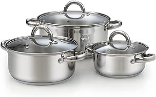 Cook N Home Stainless Steel Stock Pot with Glass Lid, Basic Small Sauce ...