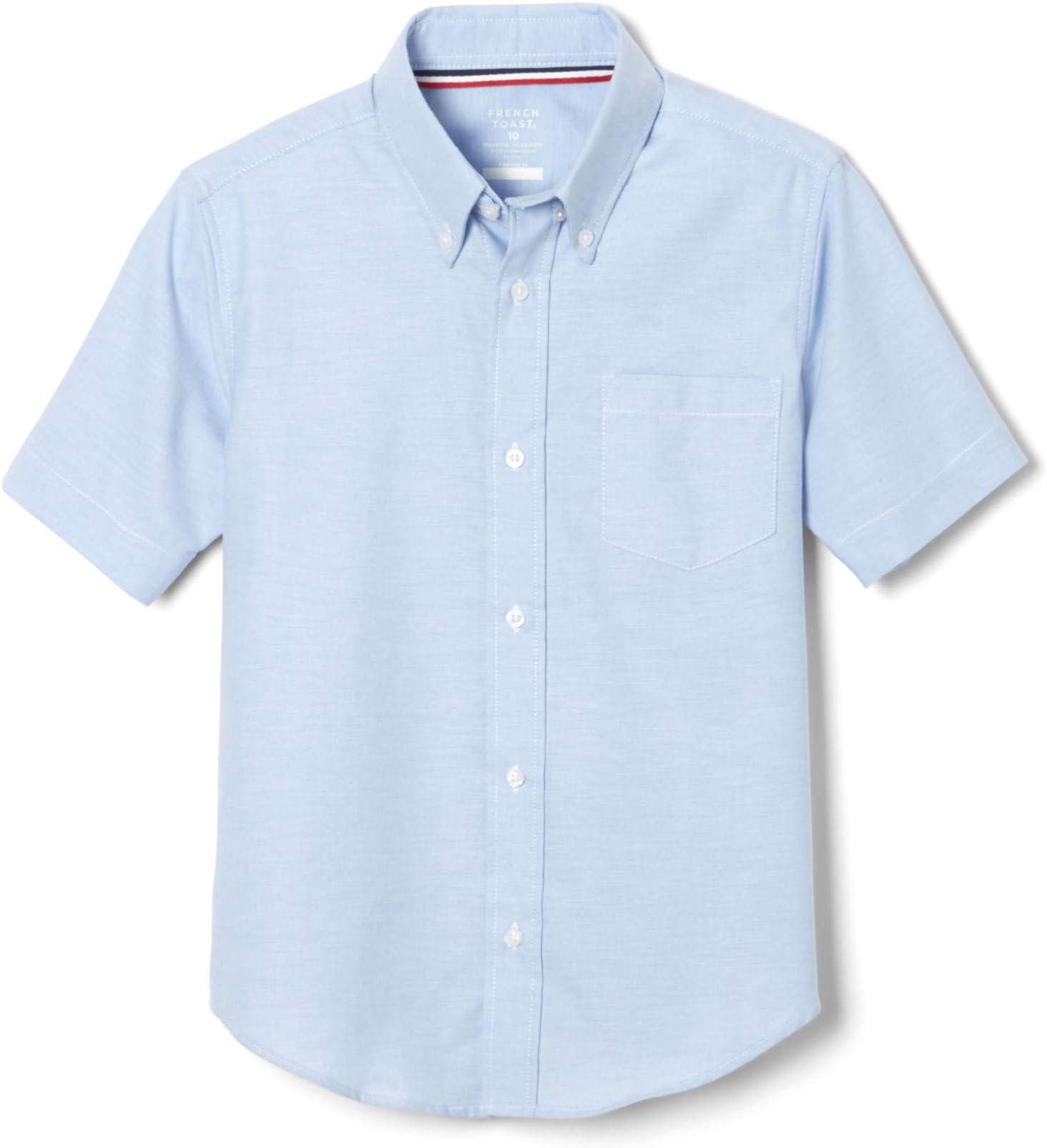 Boys' Short Sleeve Oxford Shirt (Standard & Husky) Button, Light Blue, X-Large