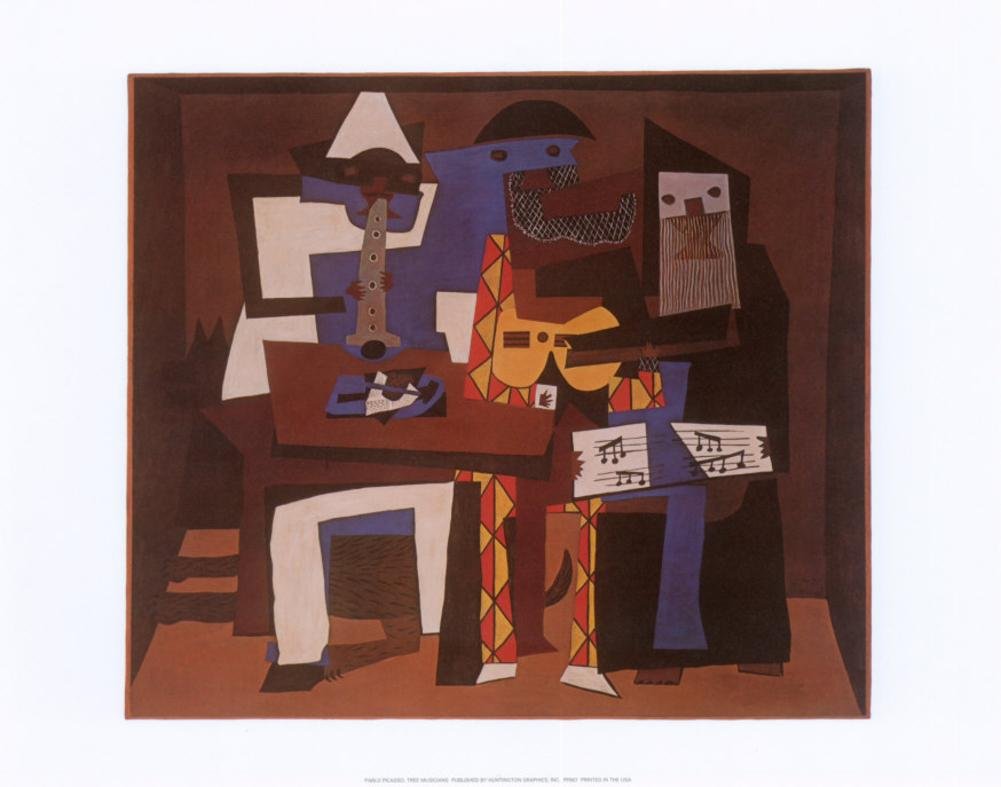 Três músicos, c. 1921 Impressão artística por Pablo Picasso 35,5 x