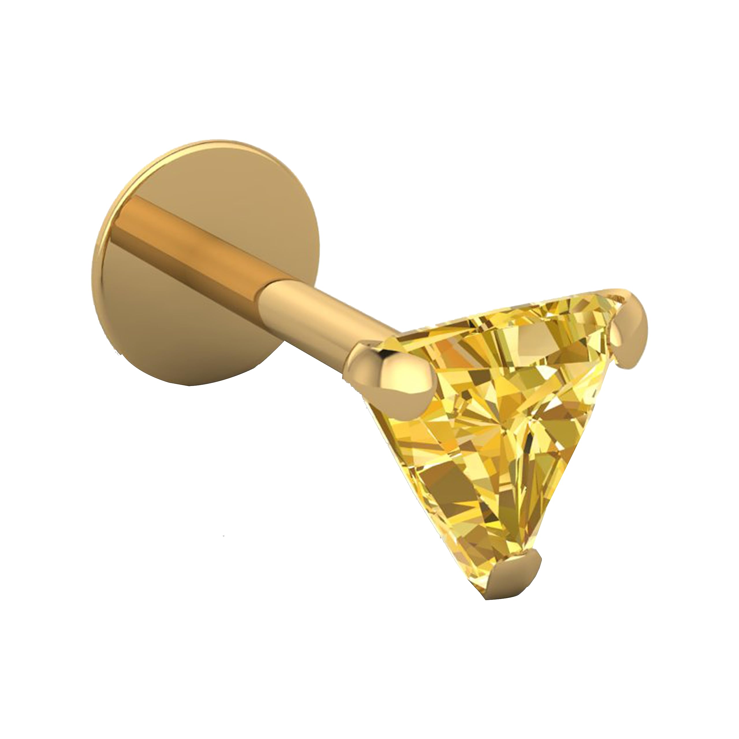 AkshetriTriangle Shape Diamond 14K Pure Yellow Gold Nose Pins Studs Jewellery For Women And Girl