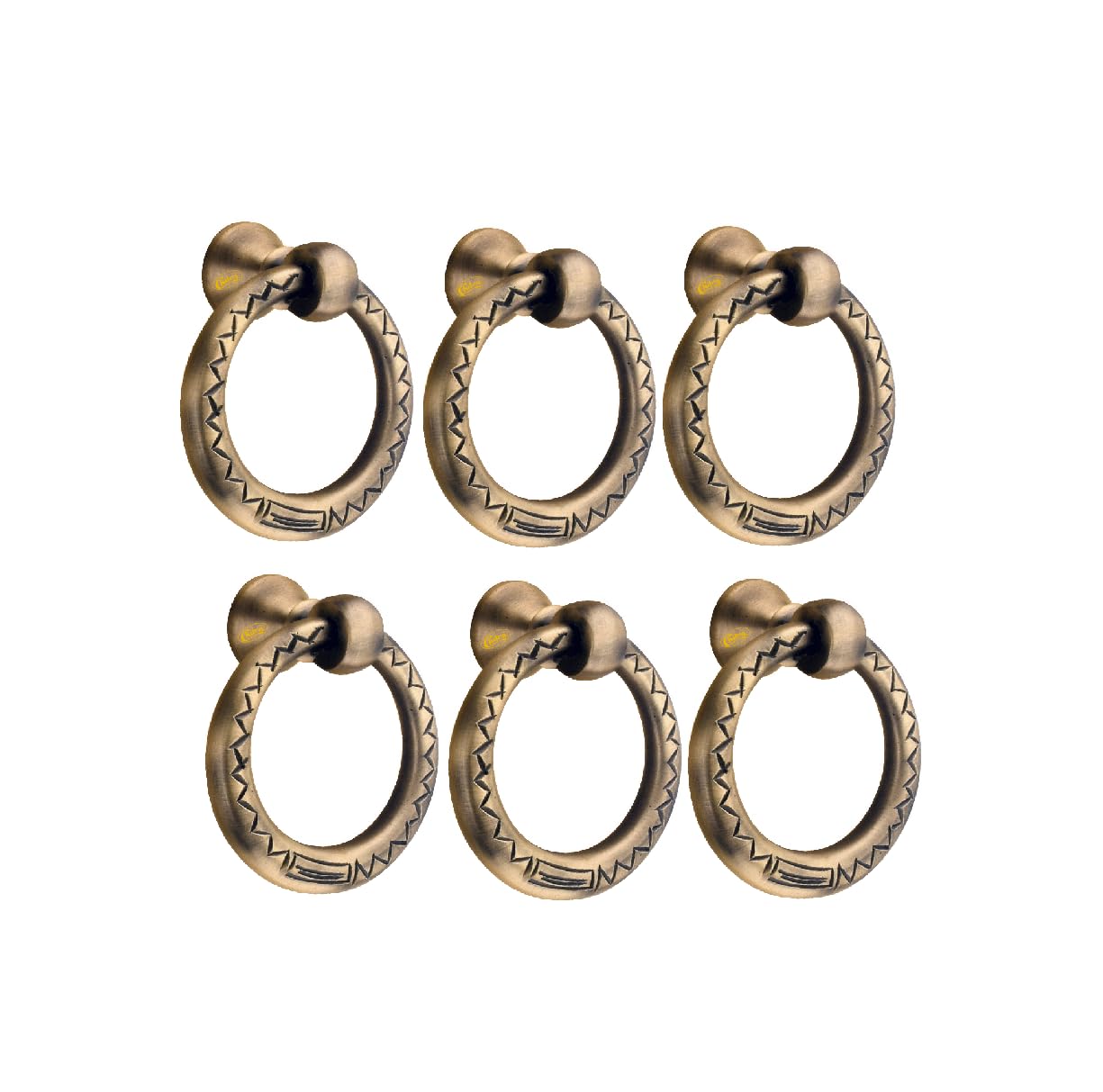 Chitra Ring Brass Door Knocker, Door Knockers for Main Door, Front Door Knocker Pack of 6 (Antique Brass Matt, Standard)-image-5