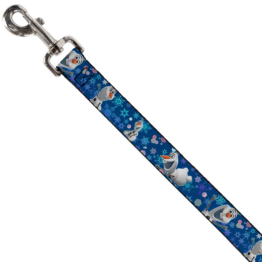 Buckle-Down Pet Leash - Frozen Olaf Poses/Snowflakes Blues - 6 Feet Long - 1/2" Wide, 1 In Wide/6ft - Image 2