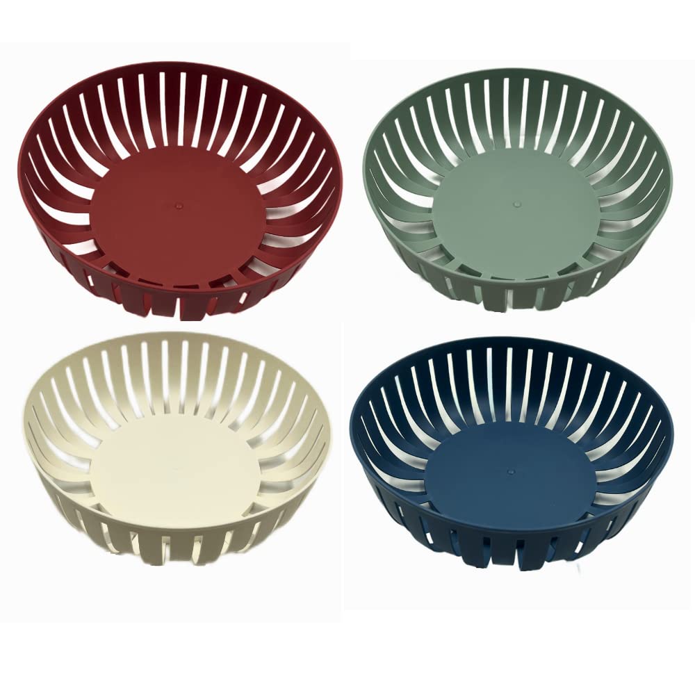 VIO® 4 Pack Kitchen Colanders Bowl Set Large Fruit Vegetable Washing Sink Strainer Basket BPA Free Dishwasher Safe Reusable Basket Bread Chips Salas Household Storage Basket