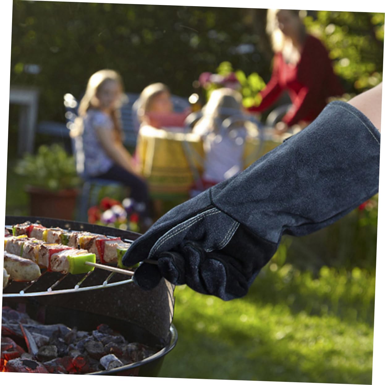 Cabilock Guantes De Barbacoa De Piel Guantes De Cocina Ignífugos De En y para Uso Al Aire Protección En Parrillas y Hornos