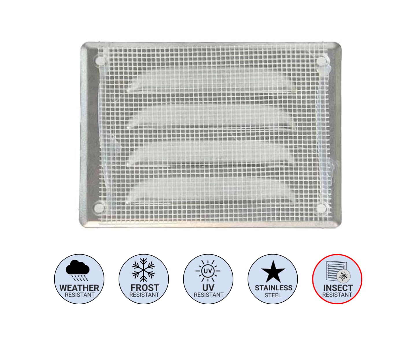 H&C Lüftungsgitter 190x190mm - Mit Insektenschutz & Verstellbaren Lamellen