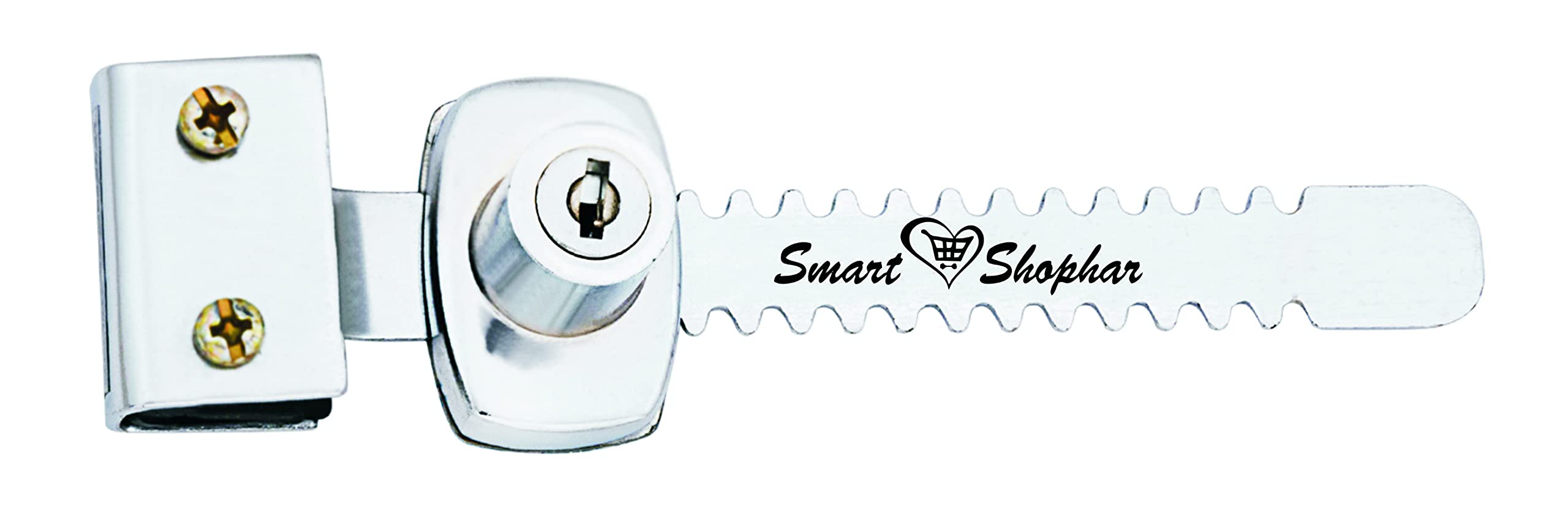 Smart Shophar Steel and Zinc Alloys Tarmenet Glass Lock 5 Inches Silver, Pack of 1 / Sliding Glass Door Lock/Furniture Lock/Display Cabinet Showcase Lock/with Two Keys-image-48