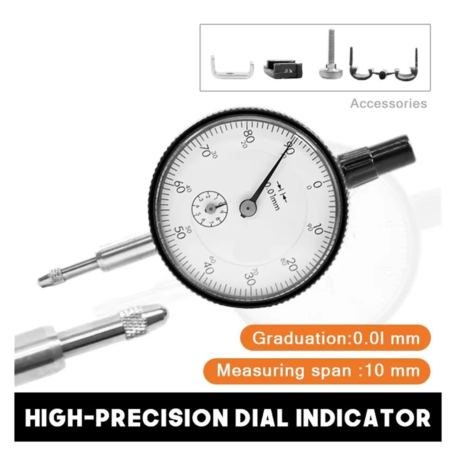 Indicateur à cadran, Indicateur à cadran 0-10 mm, plage 0,01, jauge métrique de précision for outils mesure industriels