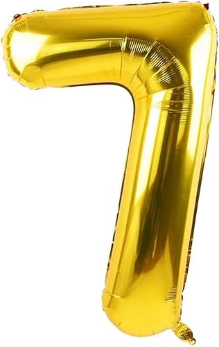 Miniatura 2 de Globo dorado del número 7 de 40 pulgadas con corona, globos de cumpleaños número 7, suministros de decoración de fiestas temáticas para niños,