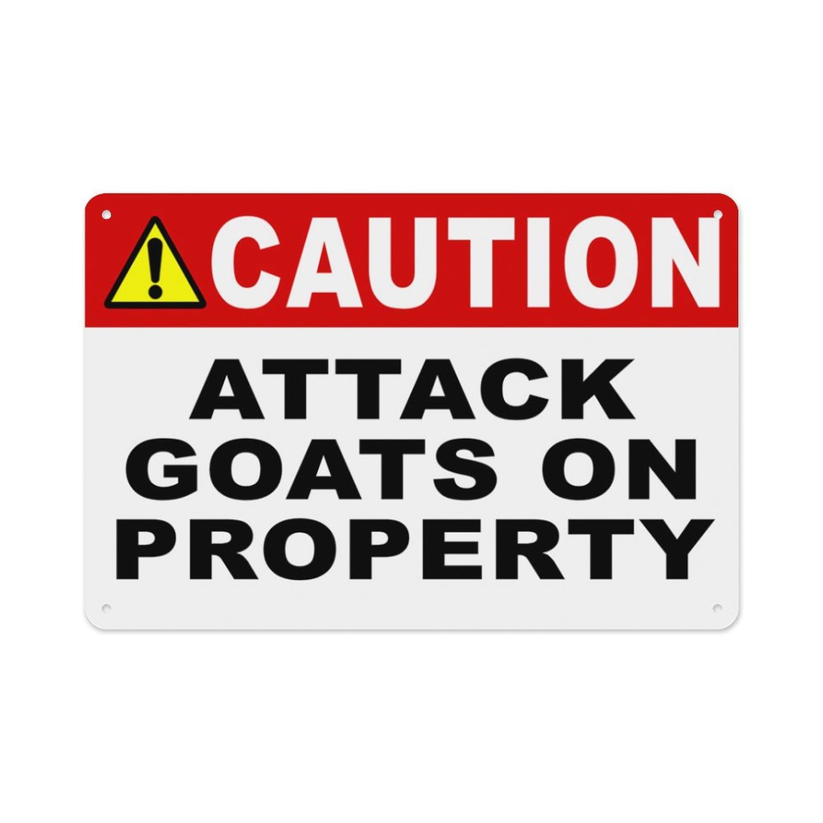 peiyeety Caution Attack Goats On Property Sign Aluminum Tin Warning Signs for Home Outdoor Garden 12X16 Inches