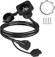 Vista 1 de KUNCAN Enchufe de puerto de CA de 15 A, enchufe de entrada de alimentación de 125 V con cable de extensión de 18 pulgadas, enchufe NEMA 5-15