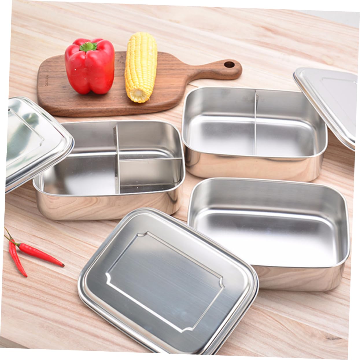 IMIKEYA Boîte à Lunch en Acier Inoxydable à 3 Compartiments Boîtes à Collation Bento Stockage Des Aliments Alimentation Saine Lavable Lave-vaisselle