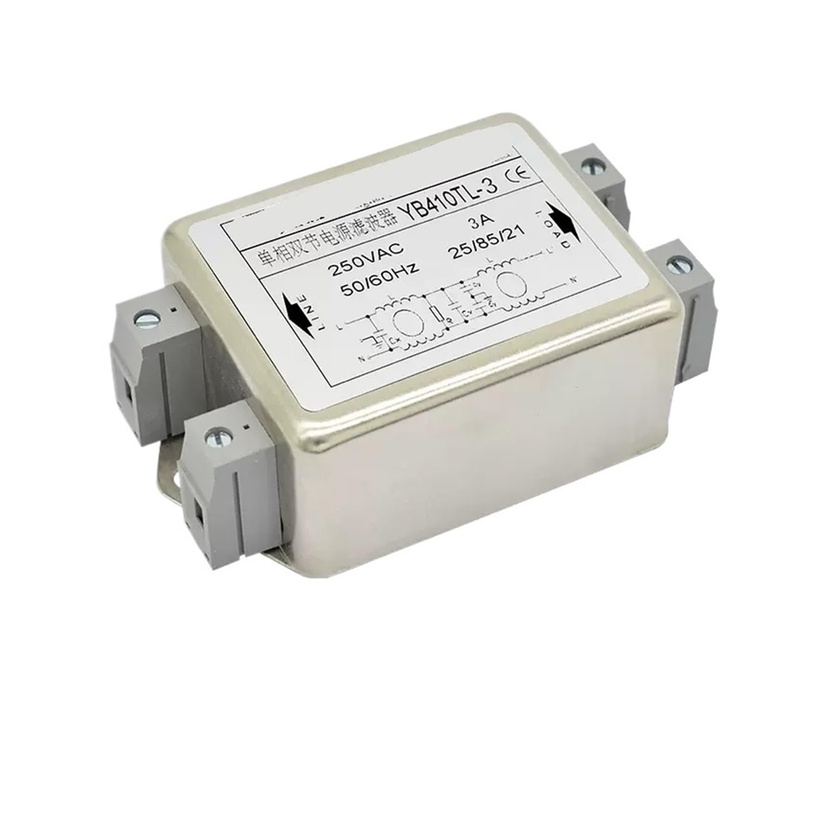Filtro de alimentación 220V monofásico YB410TL-1A-50A de sección doble