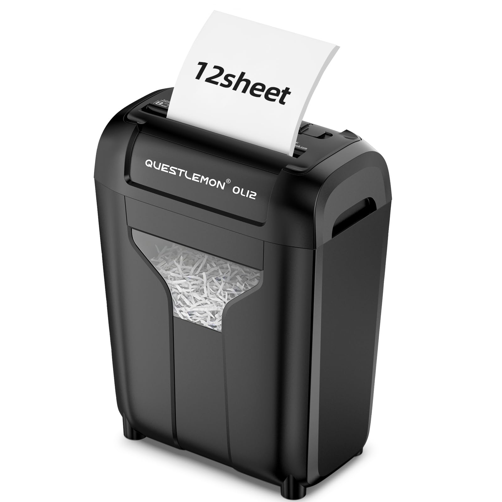 Photo 1 of QUESTLEMON 12-Sheet Paper Shredder for Home, Quiet Cross Cut Shredders, P-4 Ultra Security, 4.5 Gal Bin, Shred Quietly for Shred for Credit Card, Mail, Staples, <58 dB(OL12)