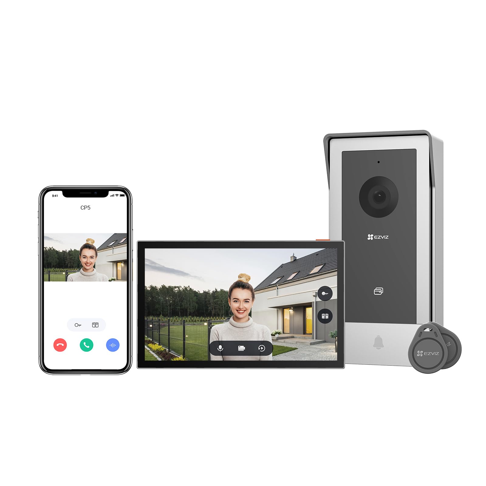 EZVIZ CP5 Videocitofono WiFi con Schermo Touch Screen a Colori da 7", Visione Notturna 1080p e Audio Bidirezionale, Citofono con Sblocco Remoto, Dual Band, Design Sottile