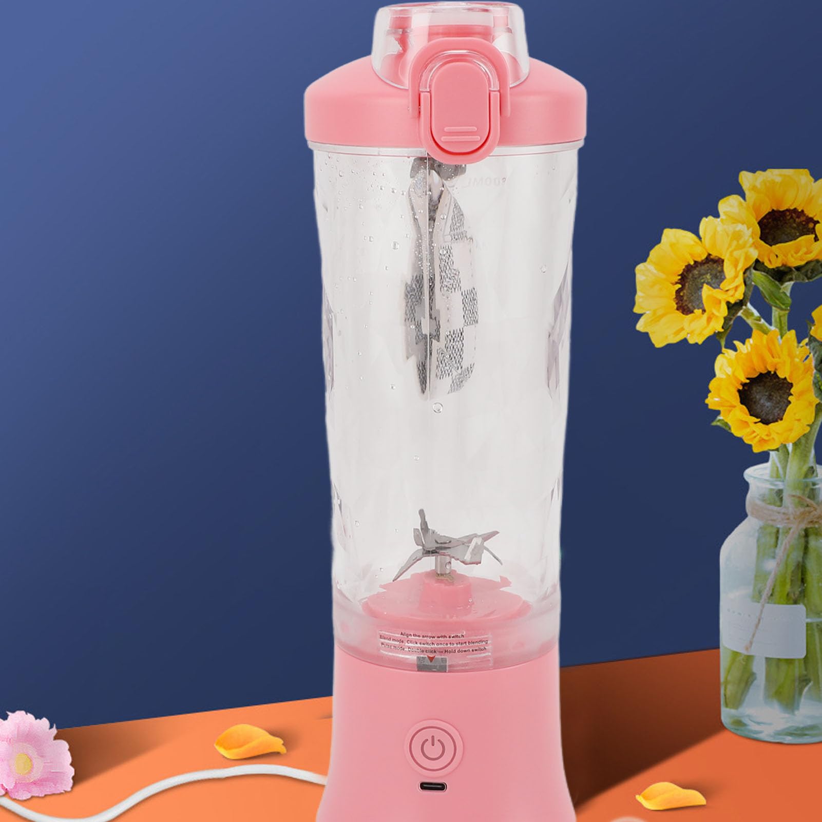 Przenośny Blender, 2 Tryby Bateria 4000 MAh Mini Blender 150 W Sokowirówka do Podróży (BROLEOih316tg5pa-12)