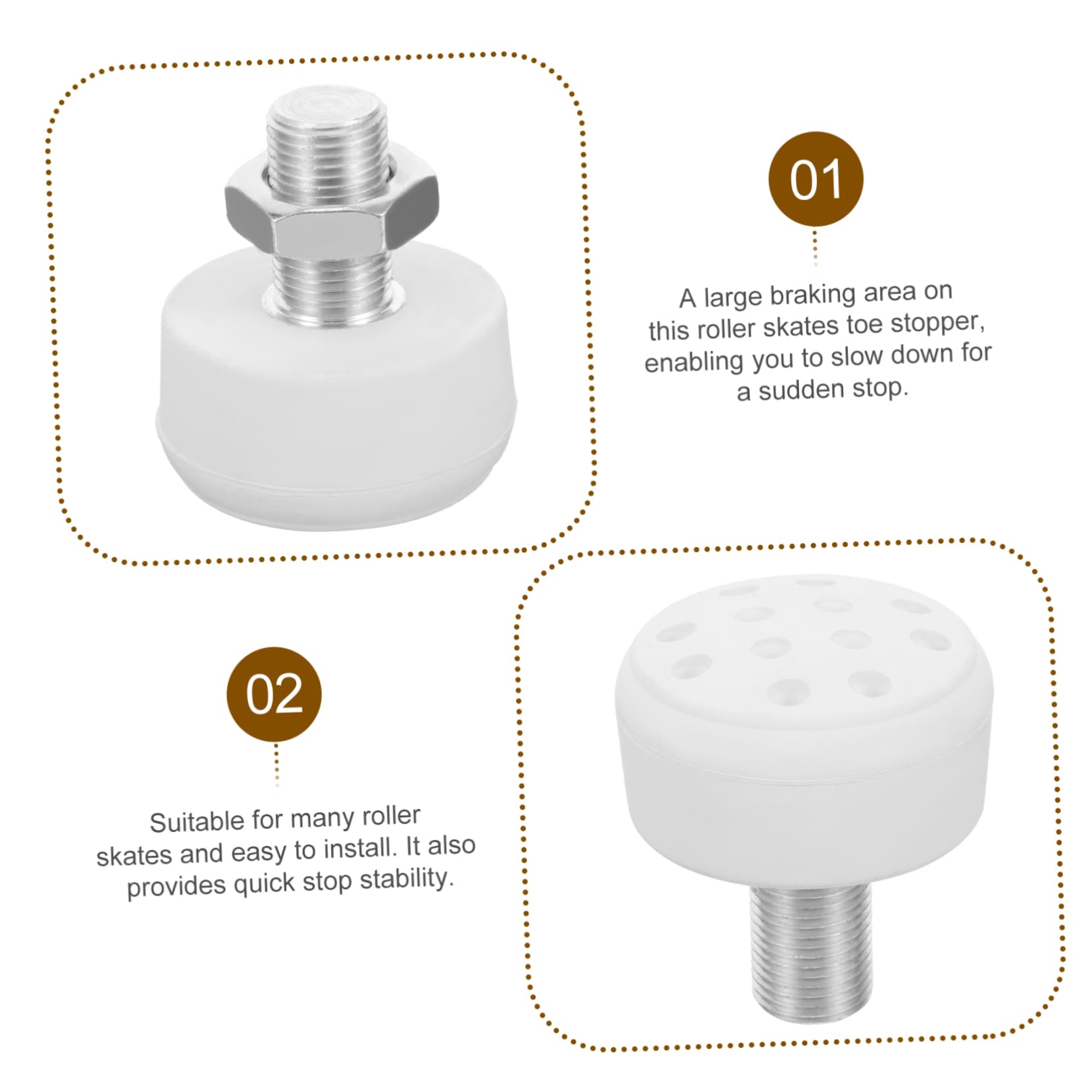 Mikikit 2Pcs Professional Roller Skating Toe Stops Wear Resistant Skate Brakes for Enhanced Safety Streets Sidewalks Essential Roller Skates Accessories