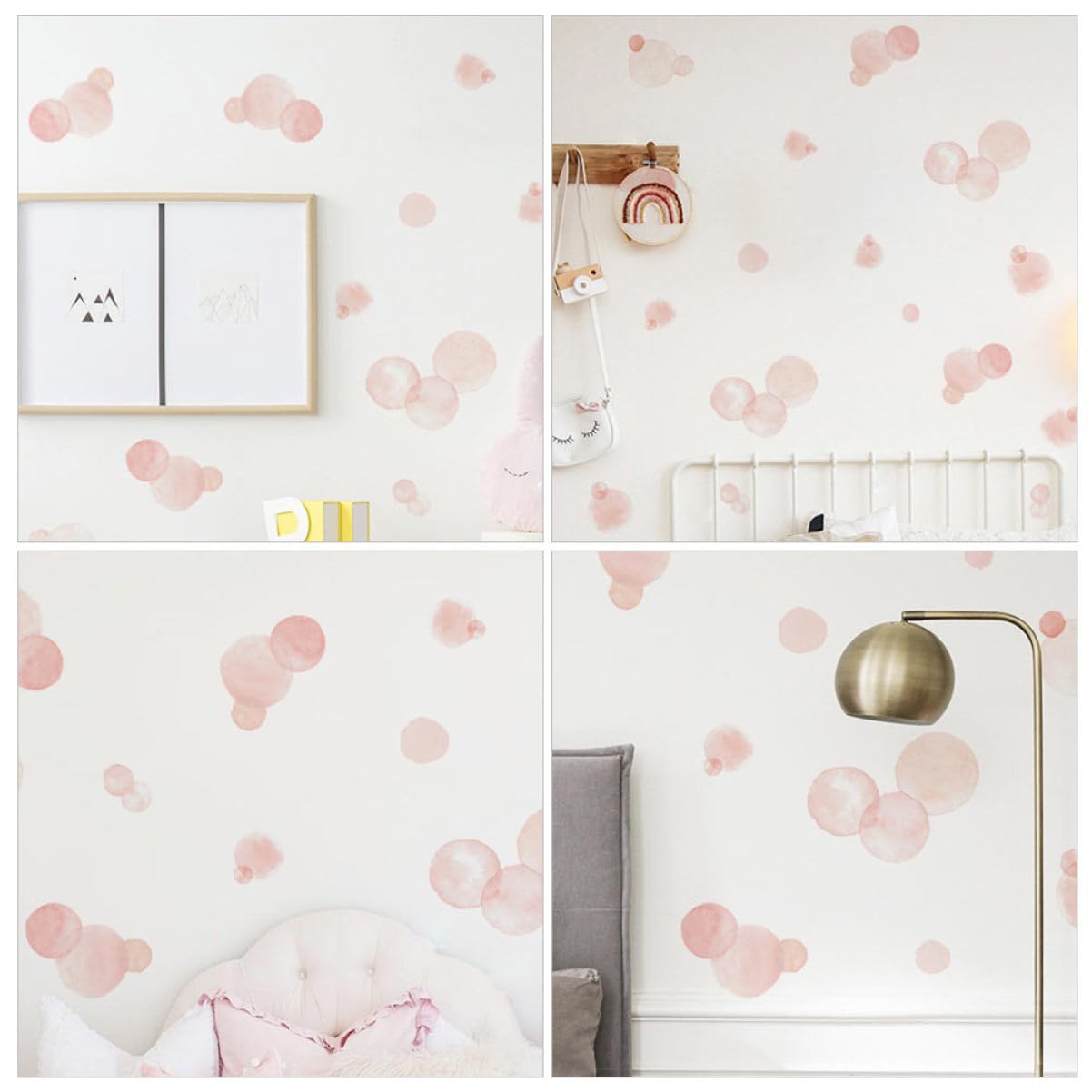 Toyvian 4pezzi Adesivi Murali Rosa Pois Decorazioni Per Camera Dei Facili Da Applicare e Rimuovere Atmosfera Per Stanza Gioco e Nursery