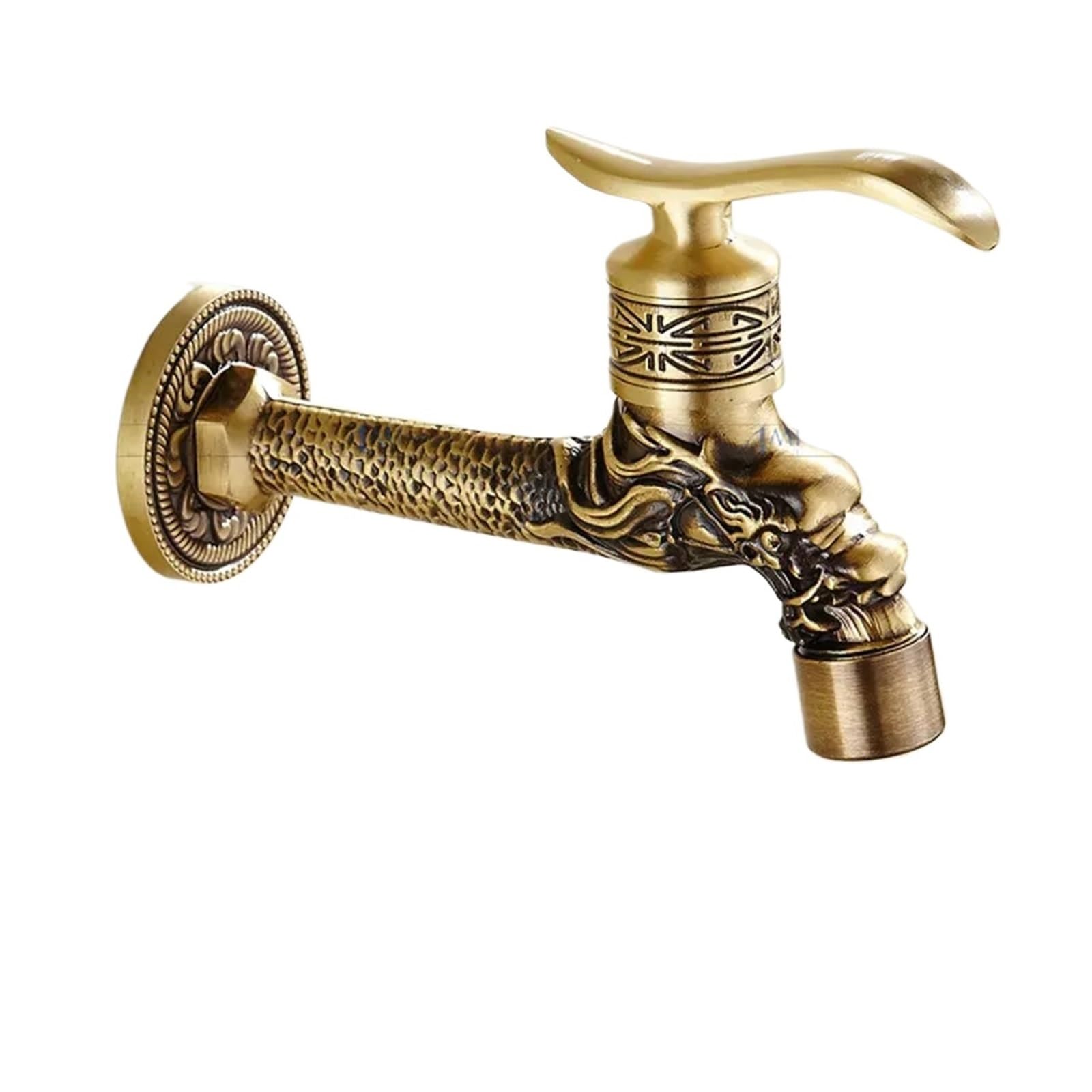 Wwpmnqd Style04 Taps Brass Carved Tap Faucet Garden Bibcock Washing Machine Outdoor Single Cold For Garden(Style04)