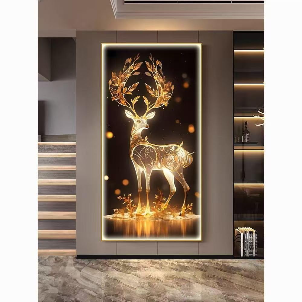 Cuadro decorativo moderno, pintura de ambiente para porche, pasillo, con luces LED, marco, C, 100 x 200 cm