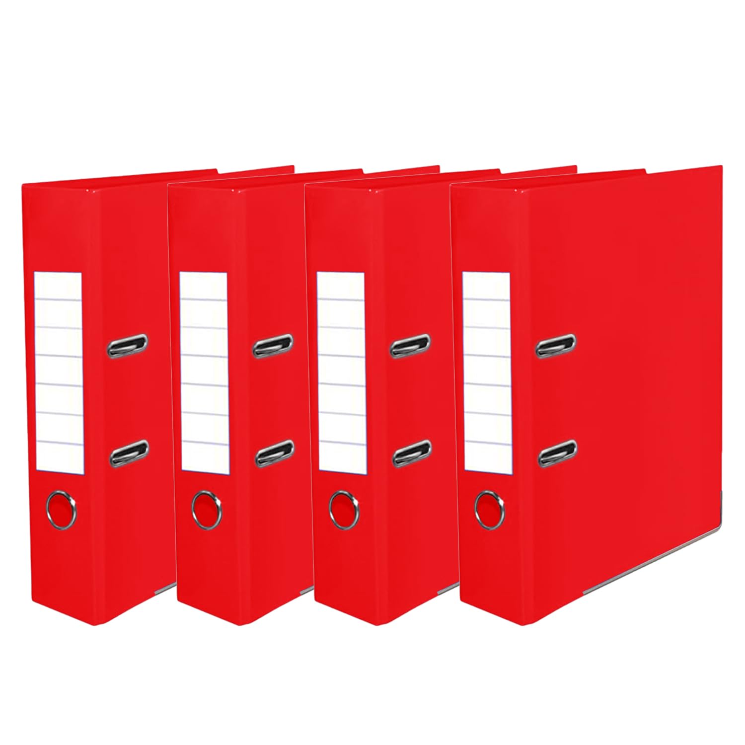 Pack of 4 A4 Lever Arch Files – 75mm Spine Heavy Duty Ring Binder Folders, Large Capacity Document Organiser with Thumb Ring for Office, School & Home Filing (Red)