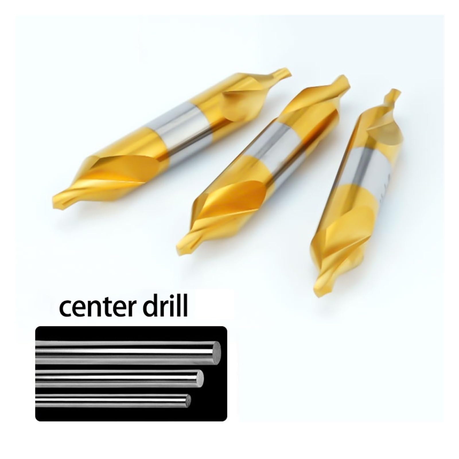 Brocas de centrado HSS, Juego de broca central, avellanador 60 grados HSS y tamaños múltiples recubiertos estaño(HSS TiN Coated,A6.0 (14MM)-10PCS)
