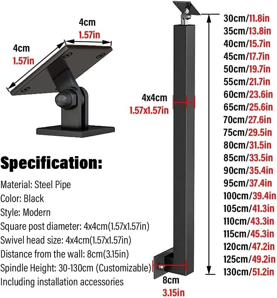 Balaustres de metal negro con soportes para corregir holguras en escaleras 2