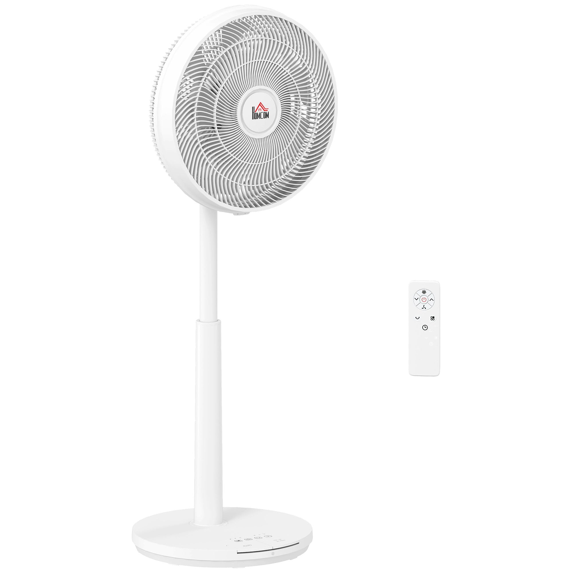 HOMCOM Pedestal Fan - White - 12 Speed - Remote Control - Oscillating - Adjustable Height
