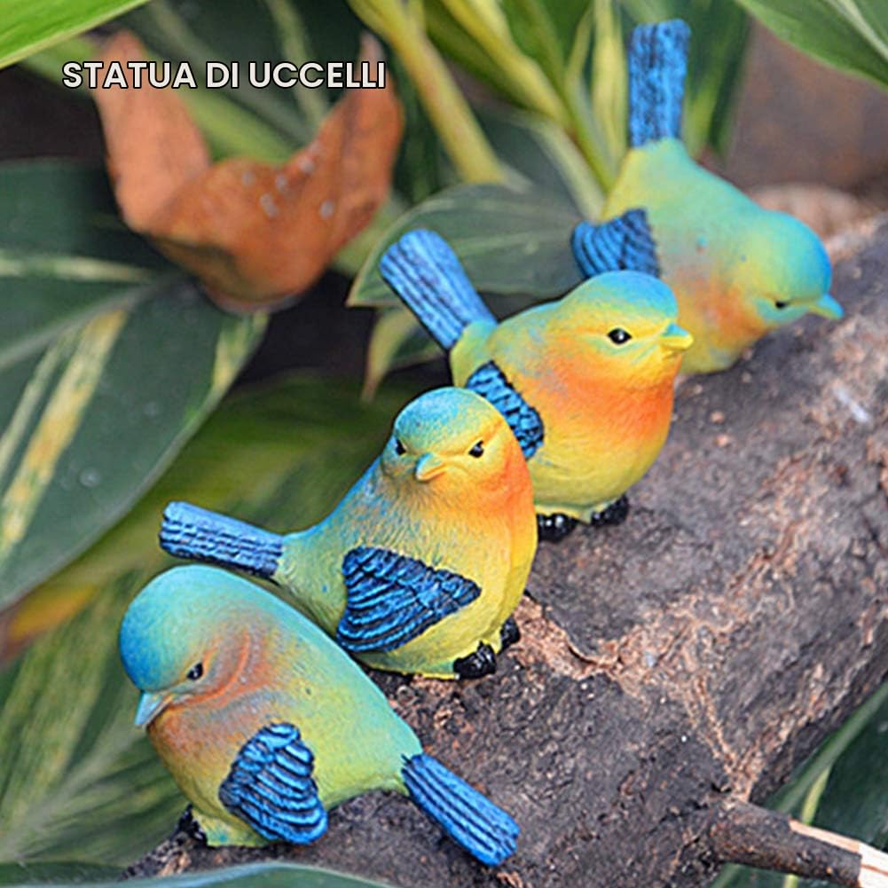 Statuetta in Resina per Uccelli, 4 pezzi in resina uccelli figurine animali decorazione ornamenti per cortile giardino prato