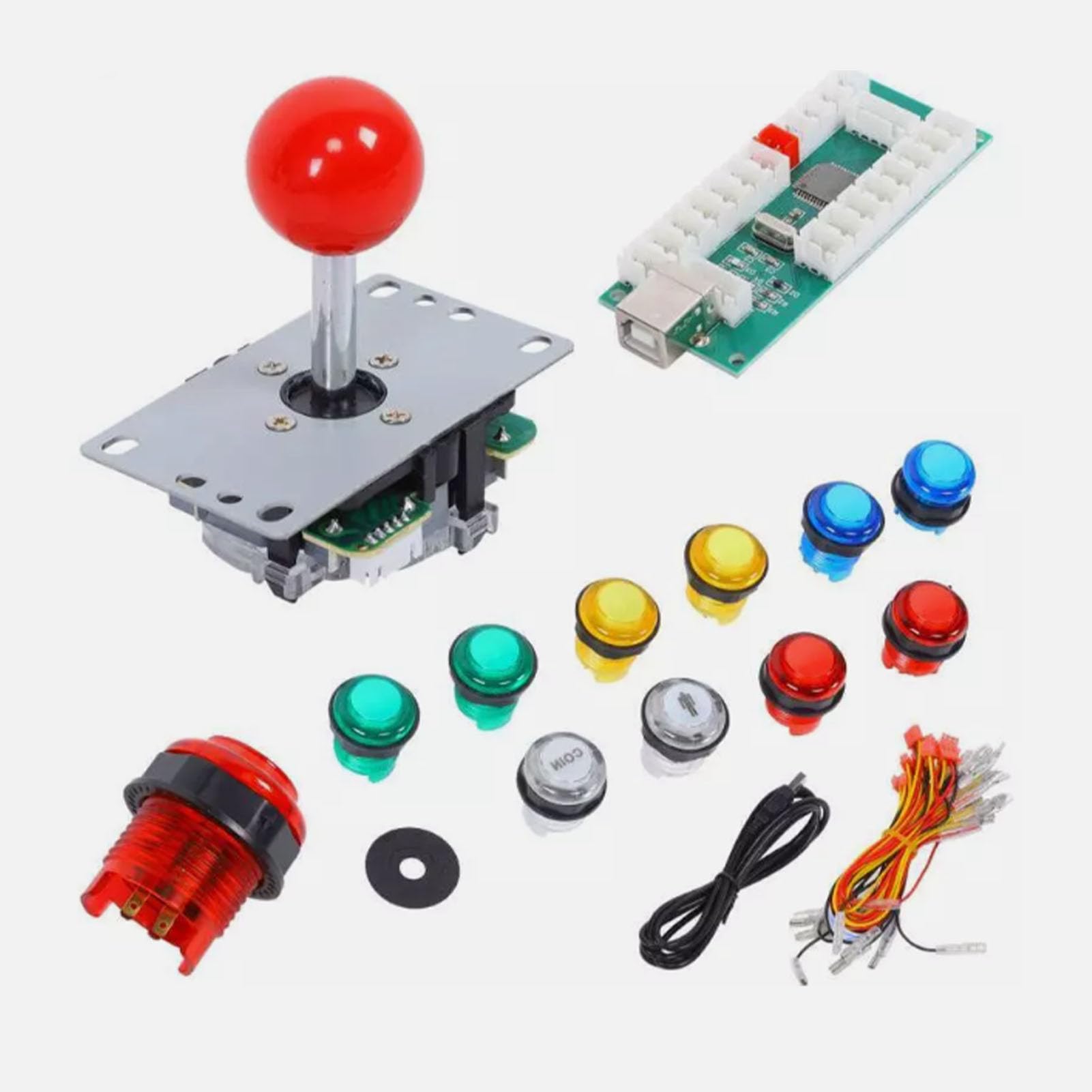 Tbest Kit Joystick Fai-da-te Circuito Joystick USB PC Joystick Pulsanti Illuminati Controller di Gioco per gli Appassionati di Giochi