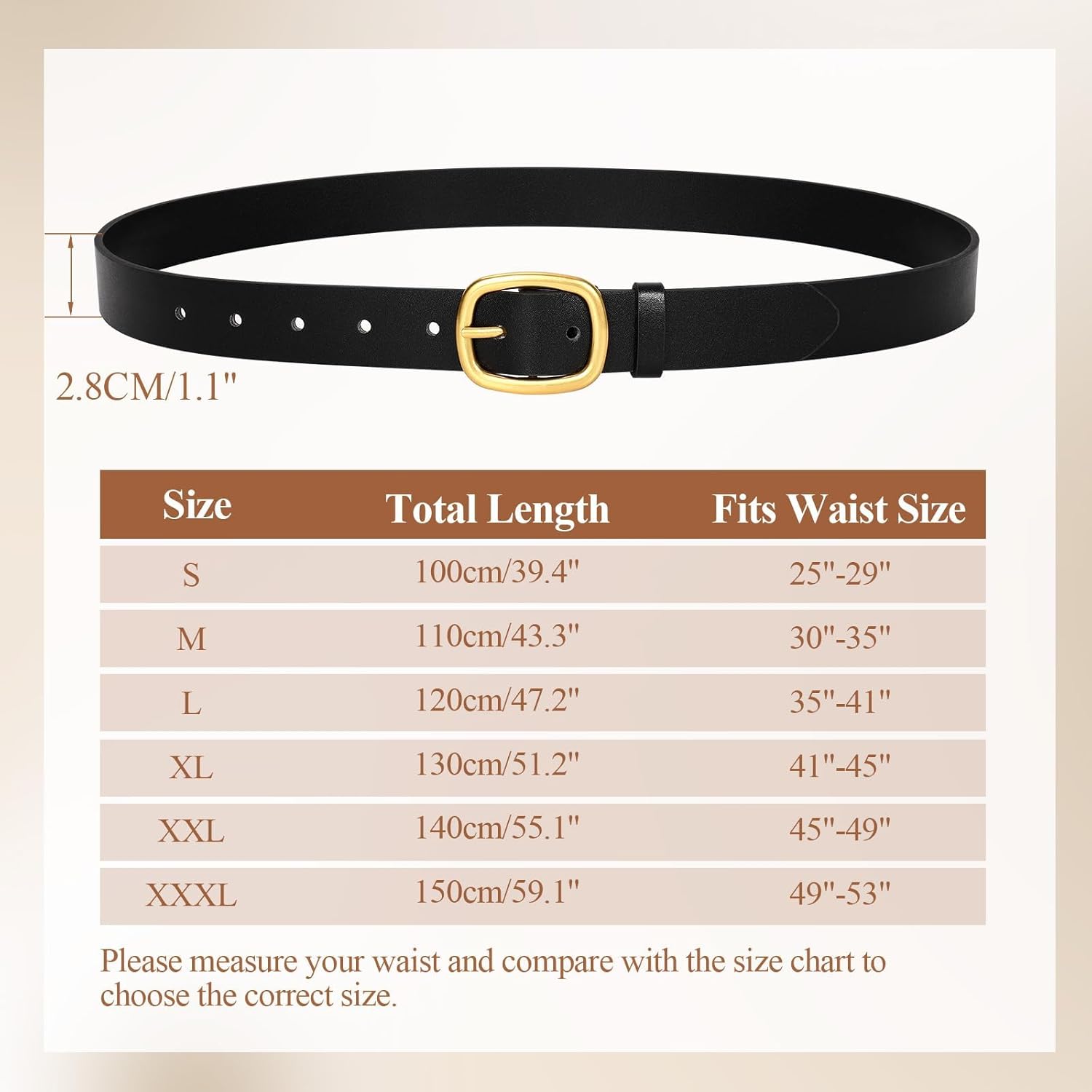 WHIPPY Women Leather Belt Casual Fashion Gold Buckle Leather Waist Belt for Jeans Pants Dresses Chic Ladies Belt - Image 5