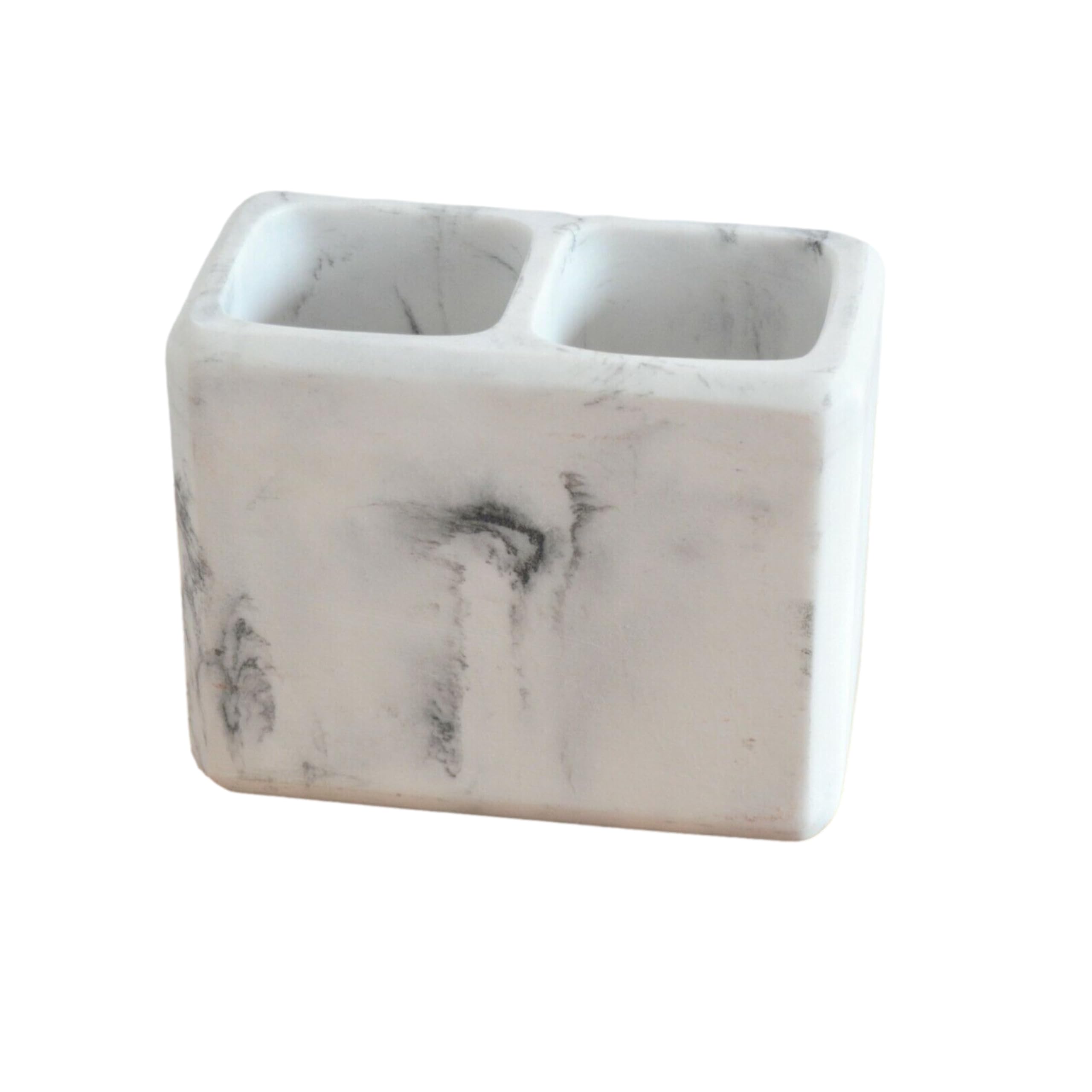 Fyne-Finds White,Grey Marble White Grey Design Bathroom Accessories Organiser Tumbler Holder Soap Dispenser Tray (Toothbrush Holder)