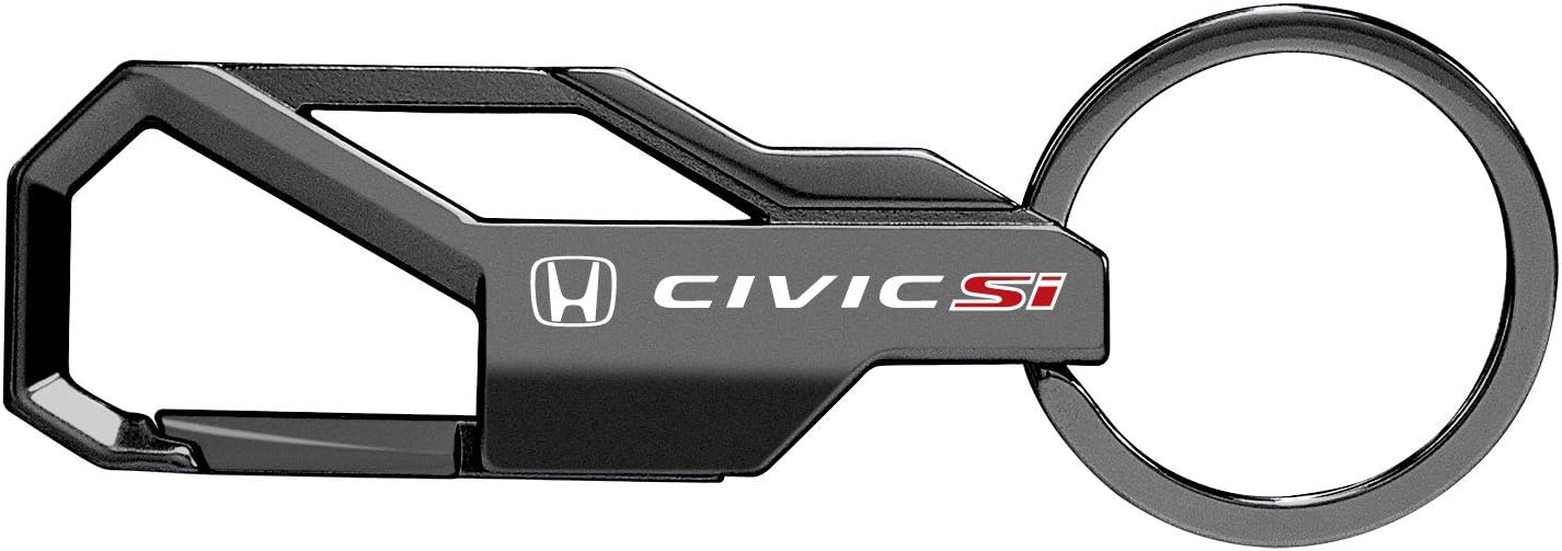 iPick Image for Honda Civic Si Gunmetal Black Carabiner-style Snap Hook Metal Key Chain - Official Licensed