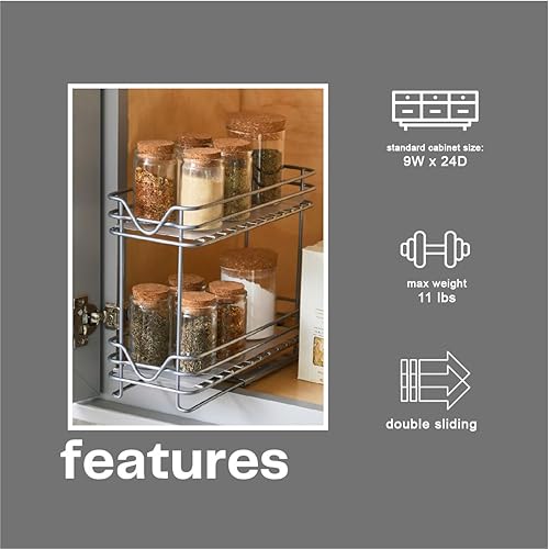 Miniatura 5 de Household Essentials Glidez - Organizador de almacenamiento extraíble de acero con recubrimiento en polvo con forros de plástico para uso en estante