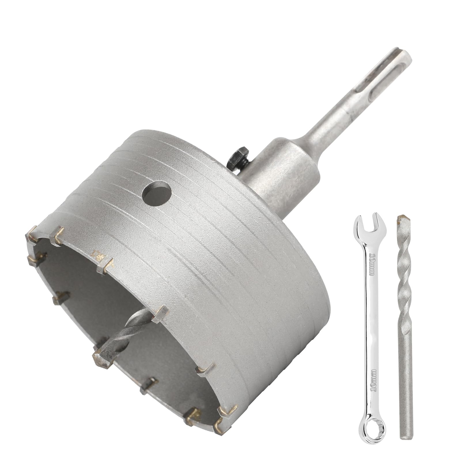SUQIN Carotatrice A Tazza Per Muro Ø 105mm Con Adattatore SDS PLUS 110 mm E Punta Centraggio 8 mm x 110 mm,Sega A Tazza Per Calcestruzzo,Frese Carotatrici a Tazza per Muri Calcestruzzo Cemento
