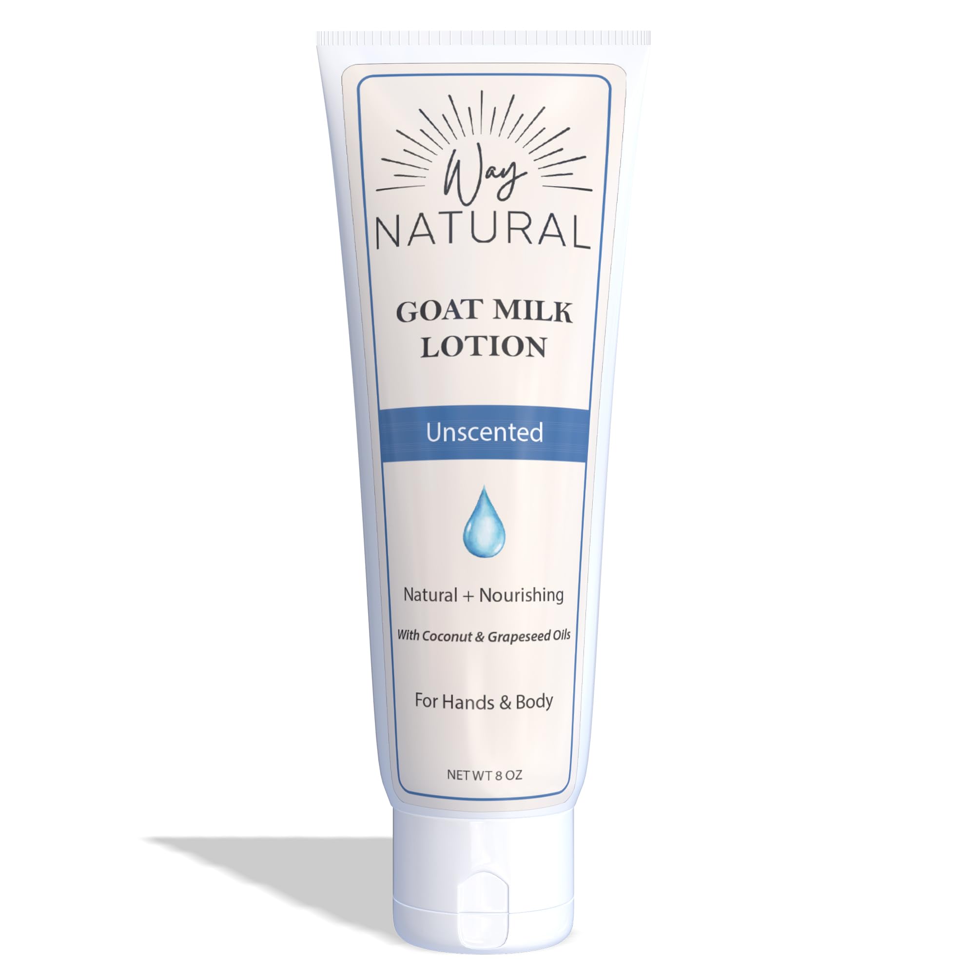 Way Natural Nourishing Goat Milk Lotion, Fragrance-Free (8oz) - Natural Hand & Body Unscented Lotion for Dry Skin Relief, USA Made - Goat Milk Hand Cream for Women & Men - w/Shea Butter & Aloe
