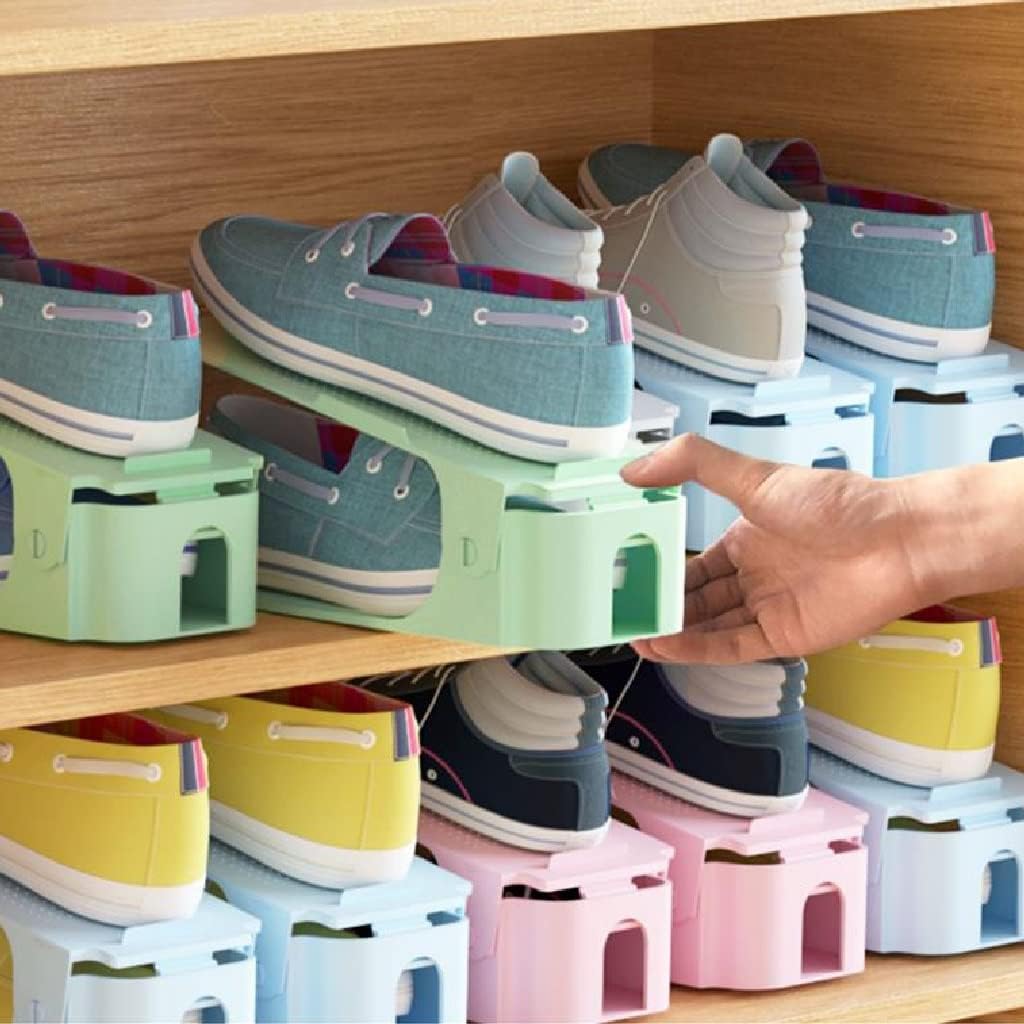 Shoe Stacker, 8pcs Adjustable Shoe Rack,Better Stability Shoe Organizer,Shoe Stacker,Space Saver, Non-Slip (Color : D) (E)