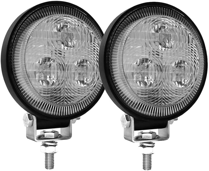 Raycharm Off-Road 3.5" Round LED Work Light, 6000K Cool-White Spot Beam Driving Fog Light Compact Size for Truck/Motorcycle, 12V/24V DC 9W, Corrosion/Vibration Resistant Waterproof, 2-Pack
