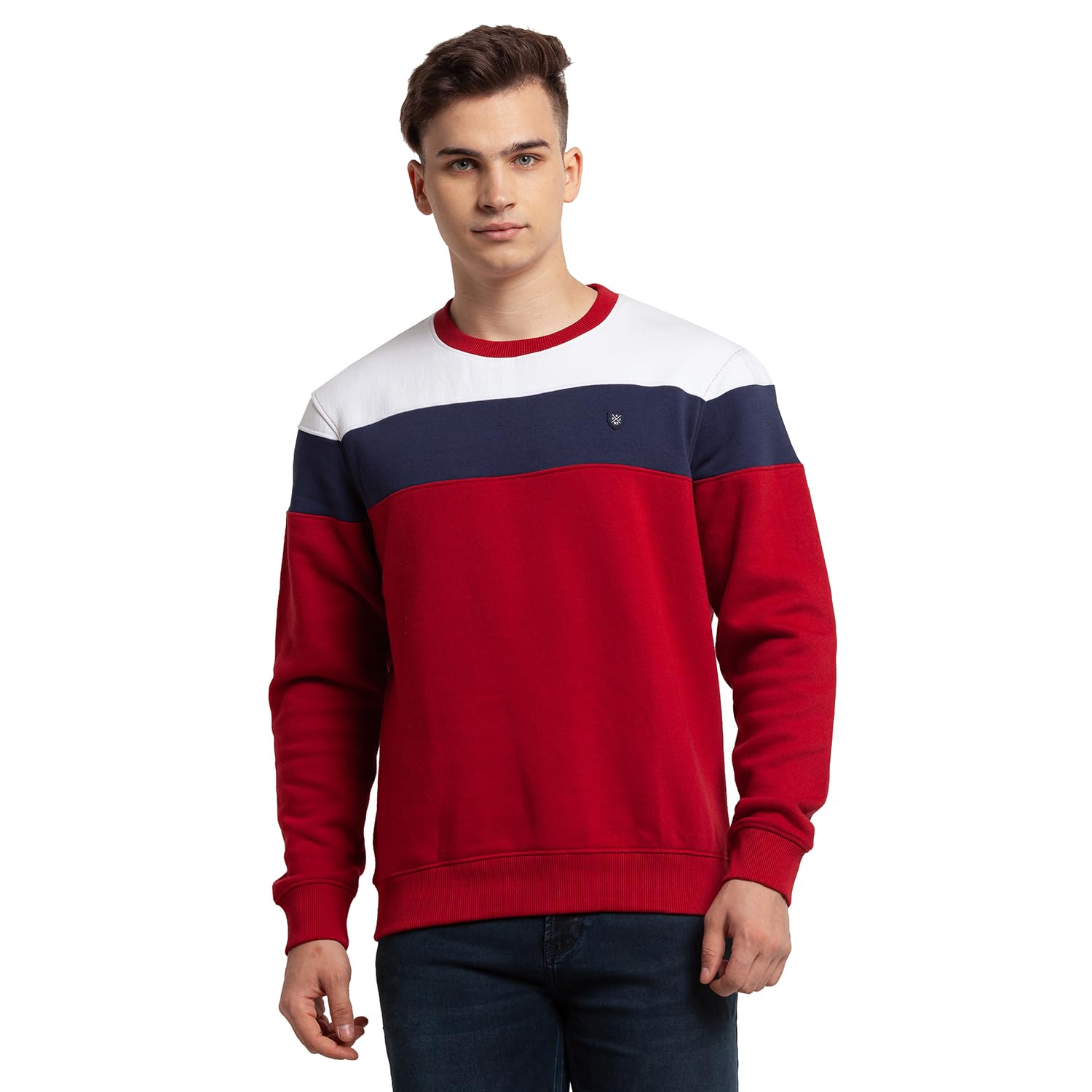 colorplus Men's Cotton HenleyNeck Sweatshirt (CJAA00100-R5_Red)-picture-50