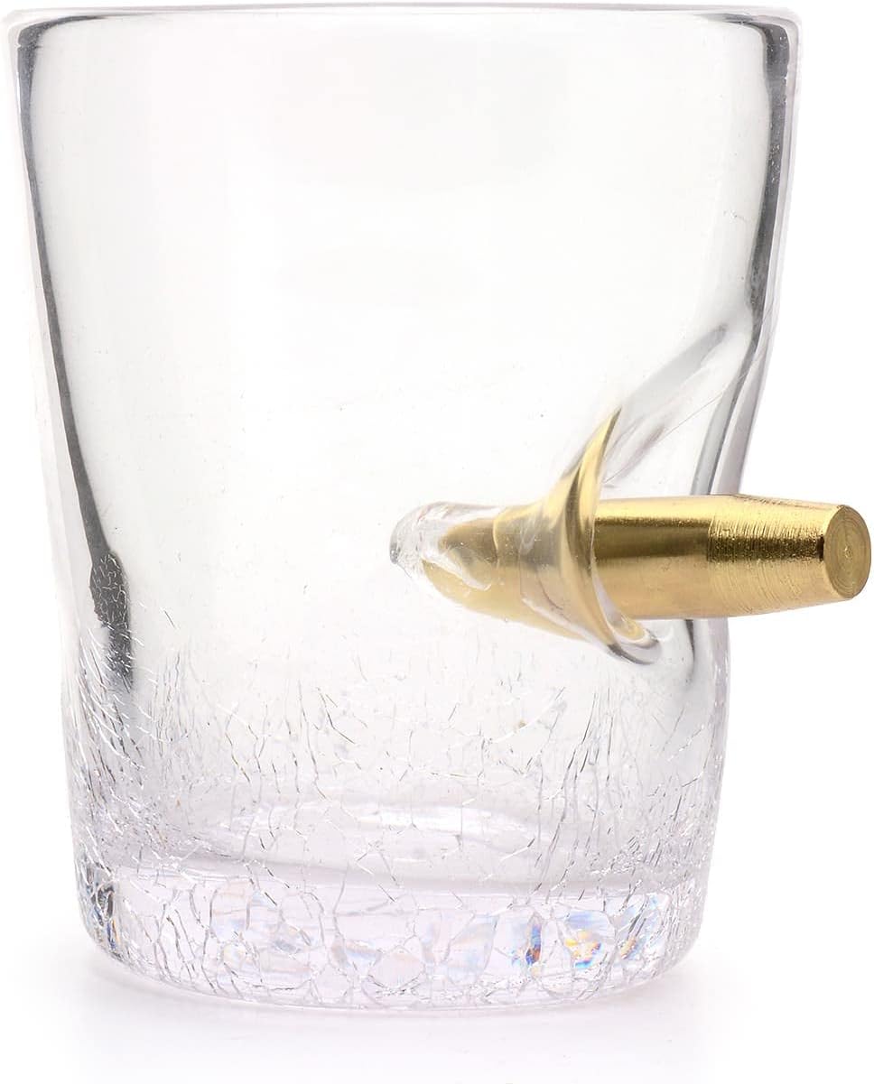 CKB LTD Novelty Tumbler Spirit Shot Glass Single 300ml Glass with Bullet Shot in THE Glass Tasting Tumblers for Drinking Scotch Bourbon Whiskey Brandy