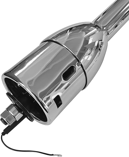 Miniatura 3 de AngyMeck Columna de dirección manual de inclinación de acero inoxidable con acabado pulido de 32 pulgadas con adaptador de rueda de 9 agujeros, sin