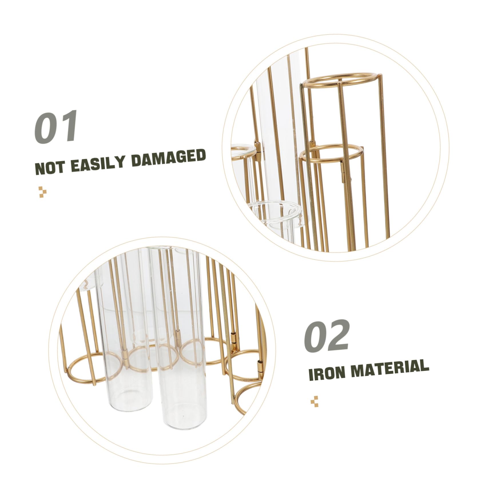 Ciieeo Vase Hydroponique Verre Support pour Plantes avec Cadre Métallique Tubes De Propagation pour pour Maison Et Bureau