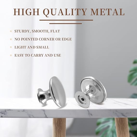 Silver Cabinet Knobs 1.18 Diameter, 12 Pcs